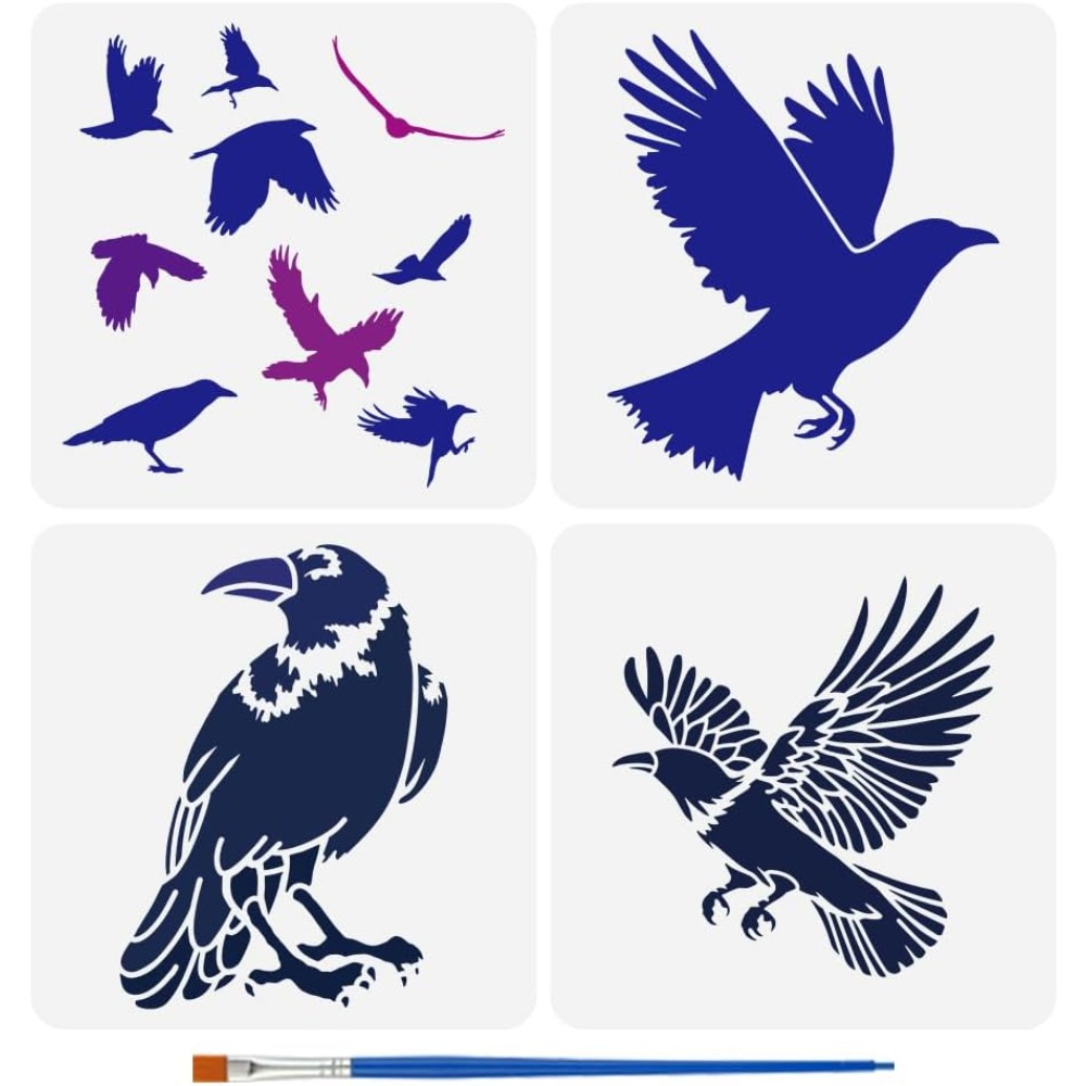 Photography Technique - 4PCS Flying Crow Stencil for Painting