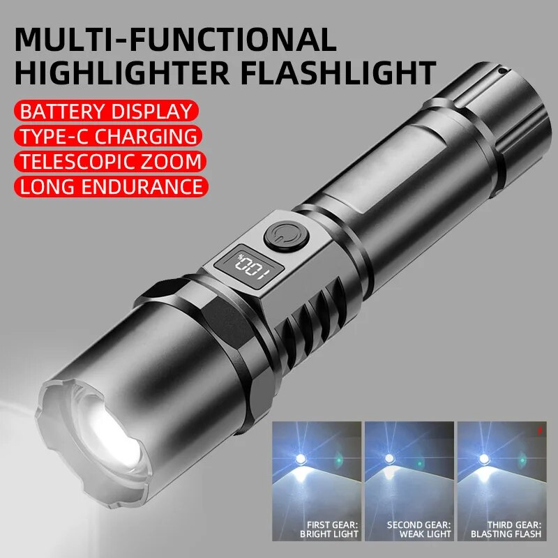 Photography Ratio - High Power XHP100 Led Flashlight Rechargeable
