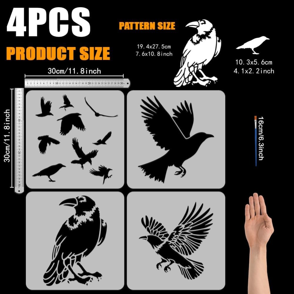 4PCS Flying Crow Stencil for P - đánh giá và giá Photography Technique