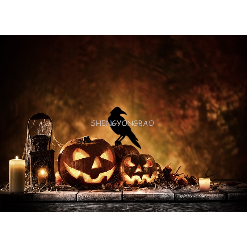 Halloween Backdrop Pumpkin Lan - đánh giá và giá Photography Backdrop Muslin