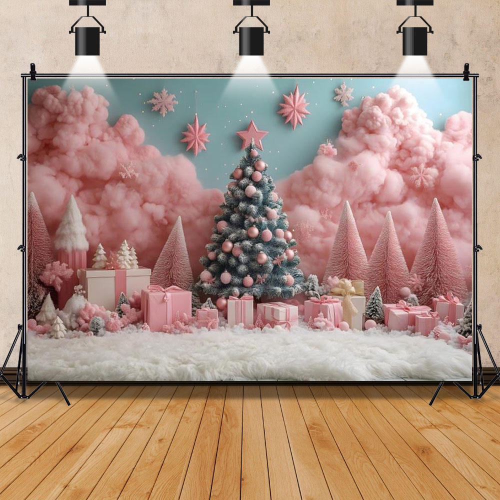 Pink Christmas Theme Photograp - đánh giá và giá Photography Backdrop Muslin