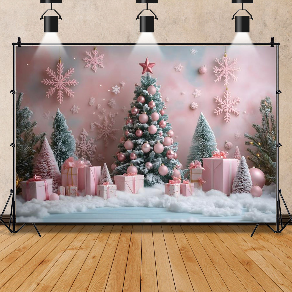 Pink Christmas Theme Photograp - đánh giá và giá Photography Backdrop Muslin