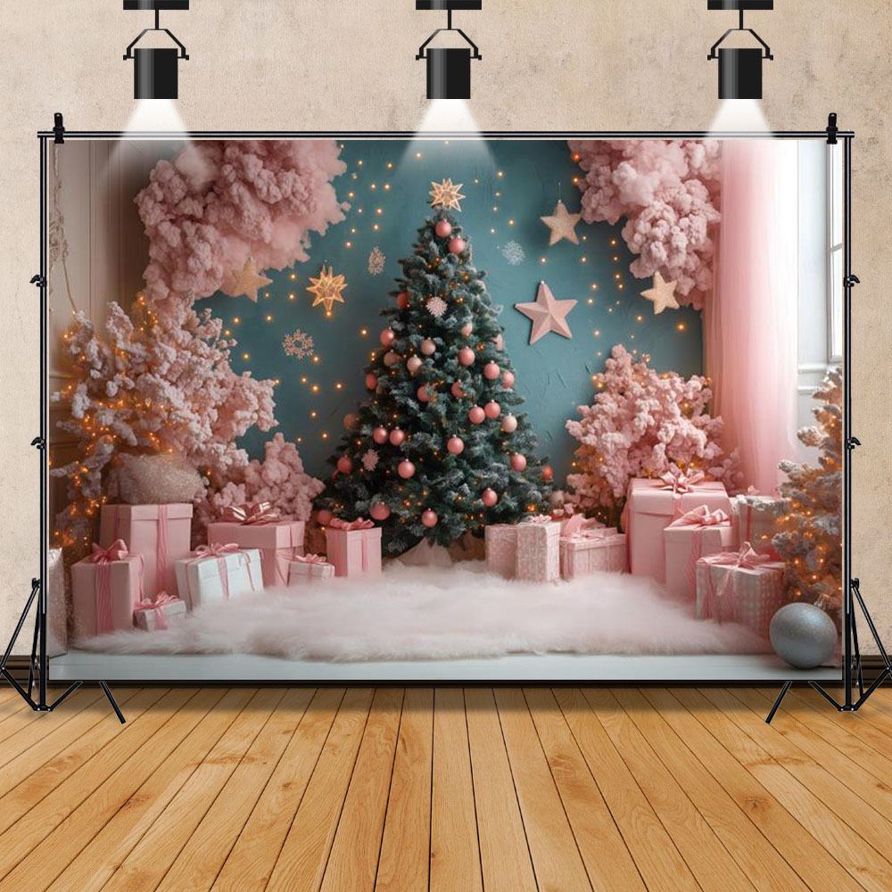 Pink Christmas Theme Photograp - đánh giá và giá Photography Backdrop Muslin