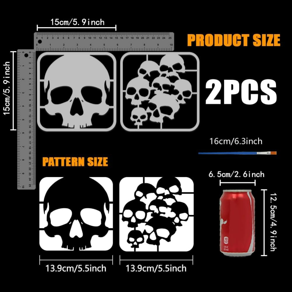 2 Pcs Skull Pattern Stencils w - đánh giá và giá Photography Technique