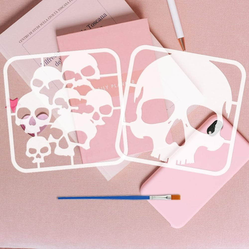2 Pcs Skull Pattern Stencils w - đánh giá và giá Photography Technique